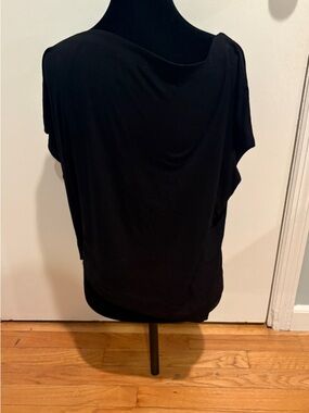 Eileen Fisher Black Draped Short-Sleeve Top